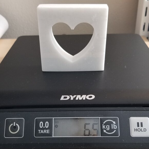 Miniature Marble Heart Decor Shelf Sitter White Cut Out Heart 3" x 3" Knickknack - Picture 6 of 6